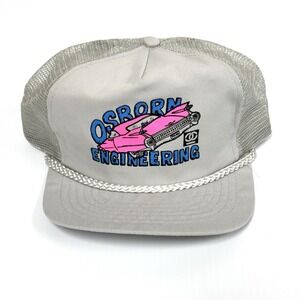 Vintage Osborn Engineering Mesh Snapback Trucker Hat with rope Old car